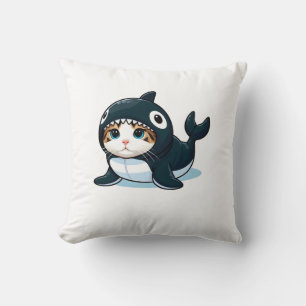 Cat in Orca Costume  Throw Pillow