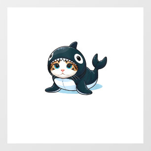 Cat in Orca Costume  Wall Decal