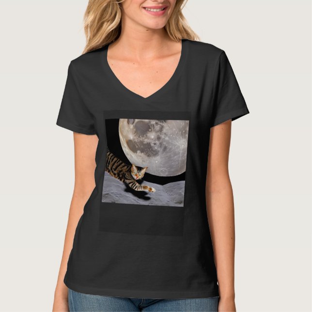 Cat In Outer Space  Cute Kitten Kitty Strange T-Shirt (Front)