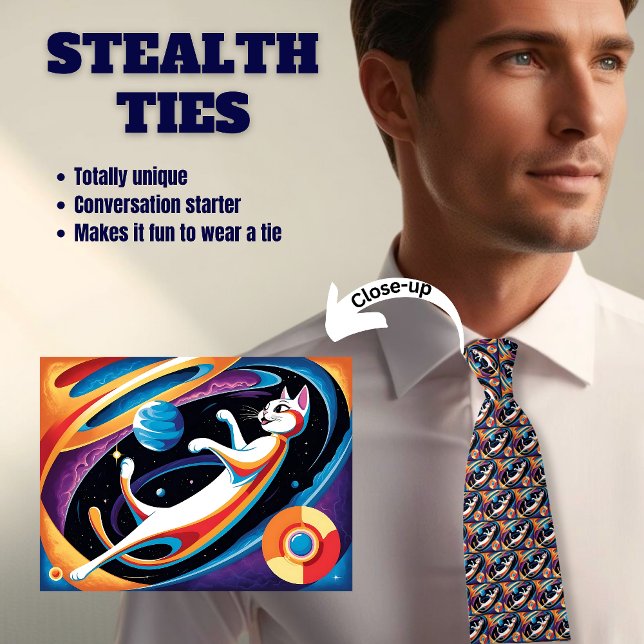Cat In Outer Space Stealth Neck Tie (Creator Uploaded)