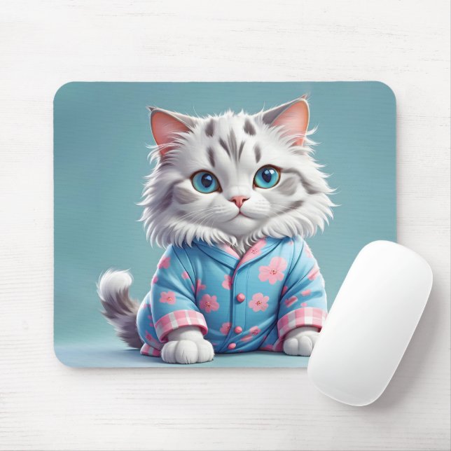 Cat In Pajamas Mouse Pad (With Mouse)