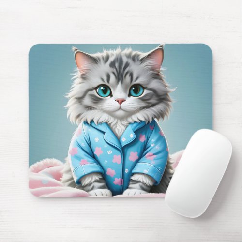 Cat In Pajamas Mouse Pad