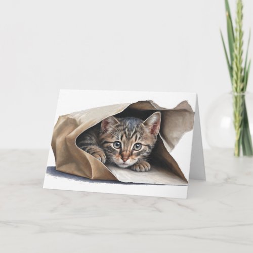 Cat In Paper Bag Birthday Card