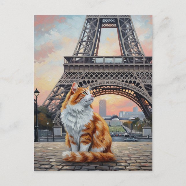 Cat in Paris Eiffel Tower Postcard (Front)