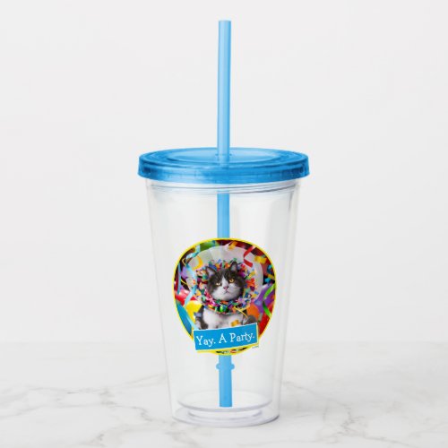 Cat In Party Cone Acrylic Tumbler