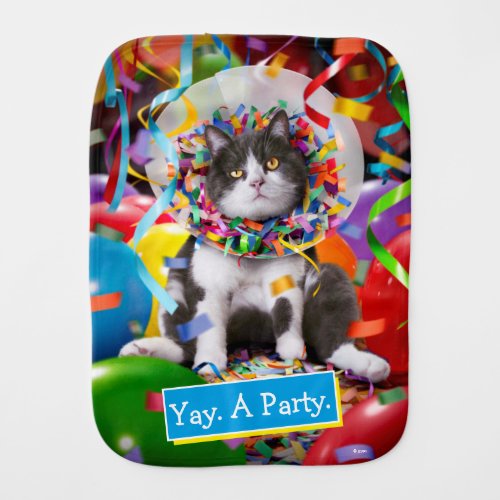 Cat In Party Cone Baby Burp Cloth