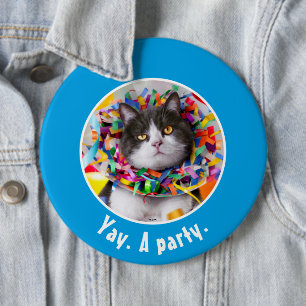 Cat In Party Cone Button