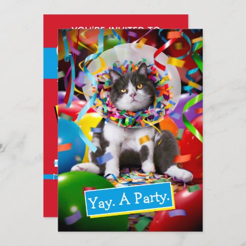 Cat In Party Cone Invitation