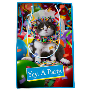 Cat In Party Cone Medium Gift Bag
