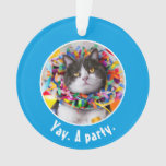 Cat In Party Cone Ornament