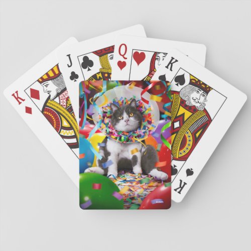 Cat In Party Cone Poker Cards