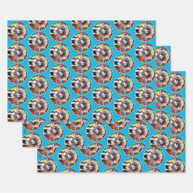 Cat In Party Cone Wrapping Paper Sheets (Set)