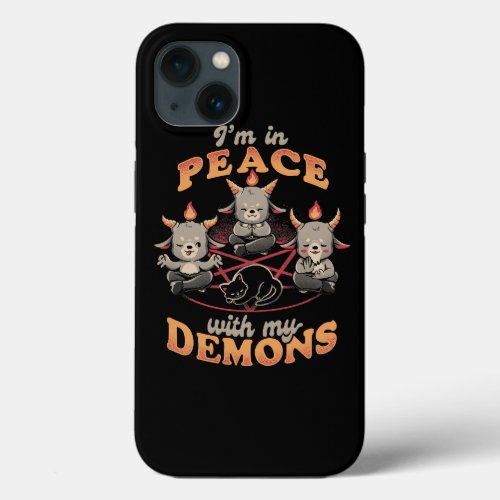 Cat In Peace With My Demons Cute Baphomet Funny Ha iPhone 13 Case