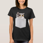 Cat In Pocket Coming Out Cute Cat Peeking In Pocke T-Shirt
