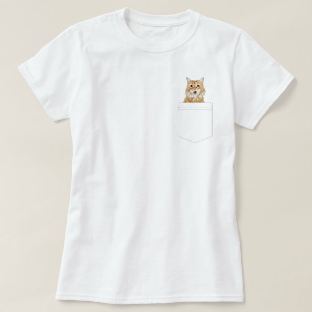 Cat In Pocket | Custom Pet Photo T-Shirt (Design Front)