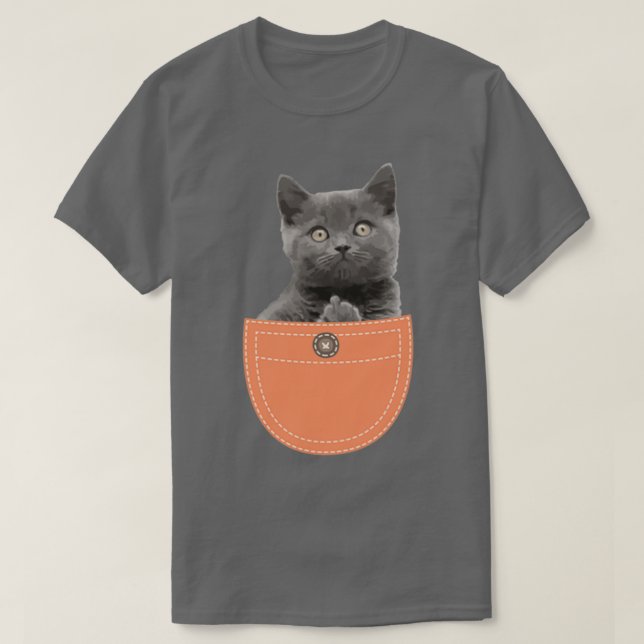 Cat In Pocket Giving The Finger  T-Shirt (Design Front)