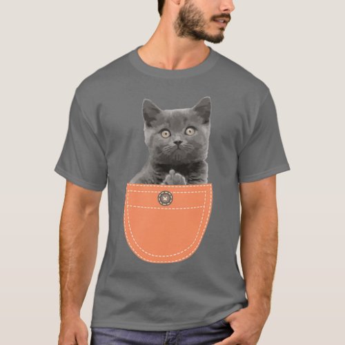 Cat In Pocket Giving The Finger  T_Shirt