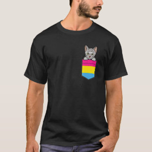 Cat In Pocket Pansexual Pride LGBT-Q Flag Funny Ki T-Shirt