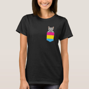 Cat In Pocket Pansexual Pride LGBT-Q Flag Funny Ki T-Shirt