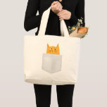 Cat in Pocket ,peek a boo Large Tote Bag<br><div class="desc">Cat in Pocket , peek a boo, perfect for gift</div>
