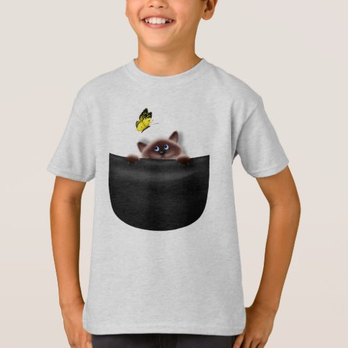 Cat in Pocket T_Shirt