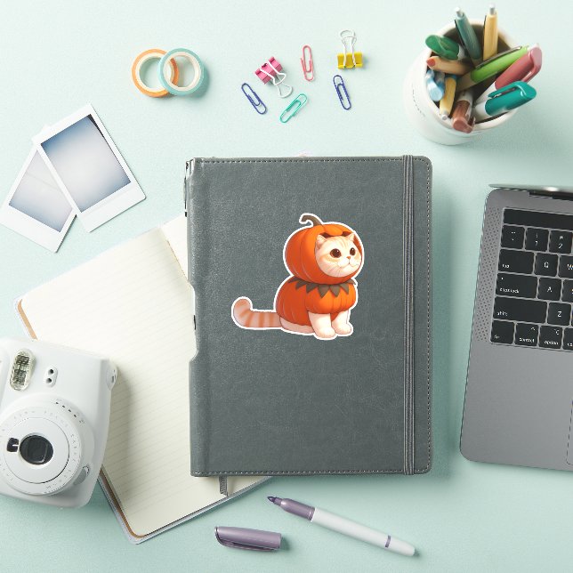 Cat in Pumpkin Costume for Halloween  Sticker (iPad Cover)