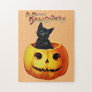 Cat In Pumpkin Halloween Chidlren's Puzzle