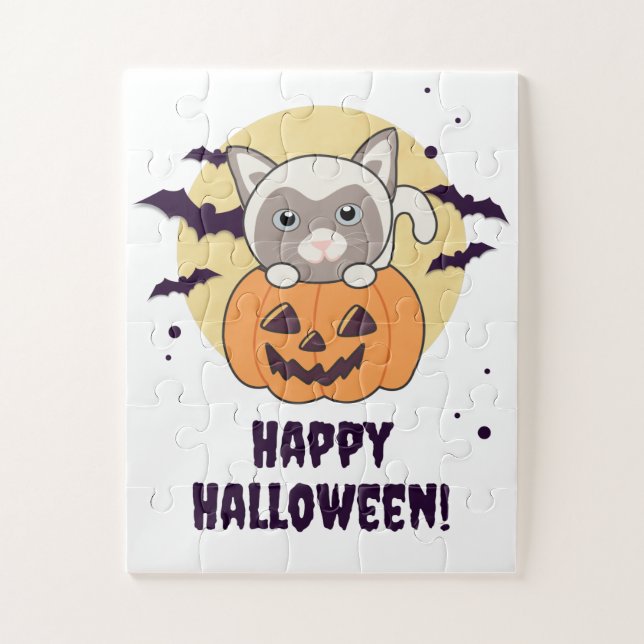 Cat In Pumpkin Sweet Cats Happy Halloween Jigsaw P Jigsaw Puzzle (Vertical)