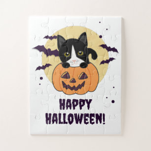 Cat In Pumpkin Sweet Cats Happy Halloween Jigsaw P Puzzle