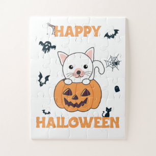 Cat In Pumpkin Sweet Cats Happy Halloween Jigsaw P Puzzle