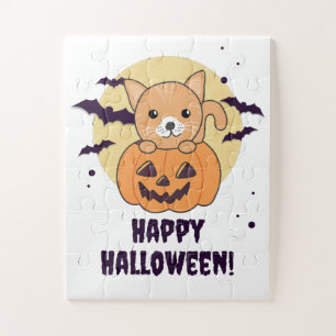 Cat In Pumpkin Sweet Cats Happy Halloween Jigsaw P Puzzle