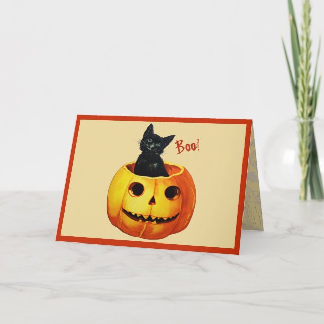 Cat in Pumpkin Thank You Card (Front)