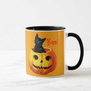 Cat in Pumpkin Vintage Halloween Coffee Mug