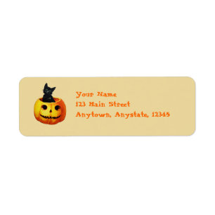 Cat in Pumpkin Vintage Halloween Labels