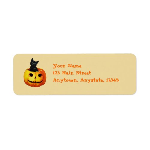 Cat in Pumpkin Vintage Halloween Labels