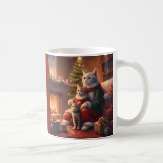 Cat in Santa Clause suit Christmas Cat Family Coffee Mug