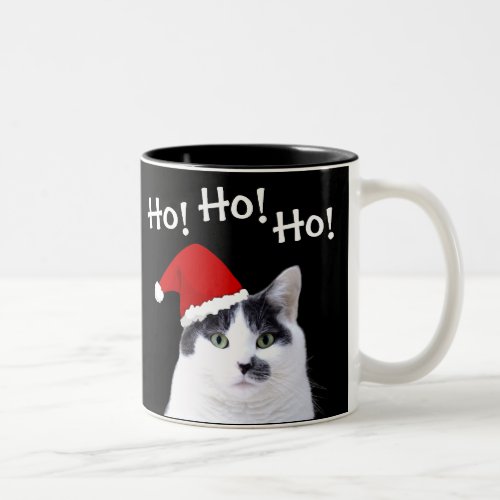 Cat in Santa Hat Christmas Two_Tone Coffee Mug