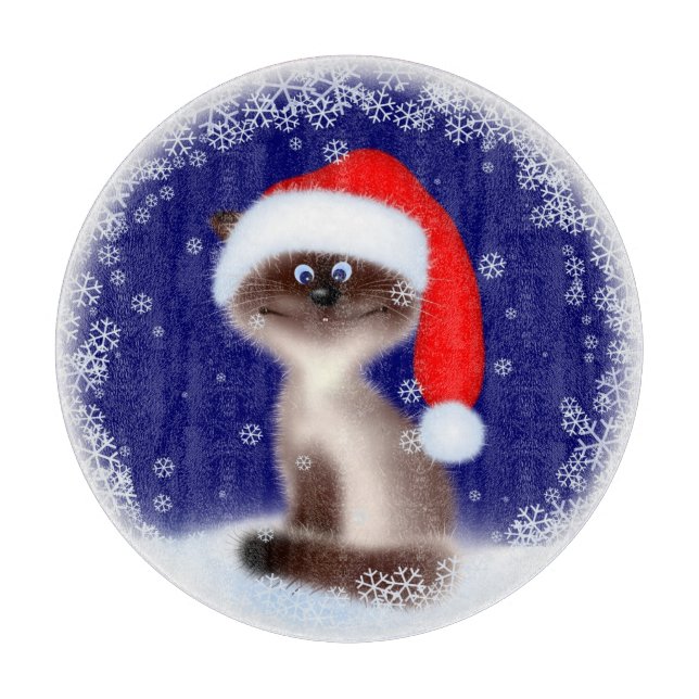 Cat in Santa Hat  Cutting Board (Front)