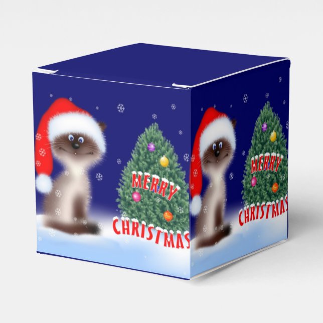 Cat in Santa Hat Favor Boxes (Front Side)