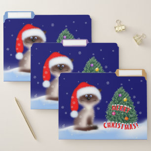 Cat in Santa Hat File Folder