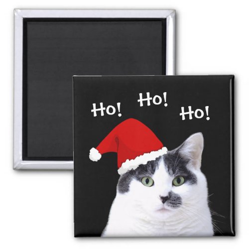 Cat in Santa Hat Ho Ho Ho Magnet