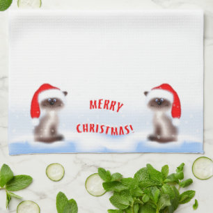 Cat in Santa Hat Kitchen Towel