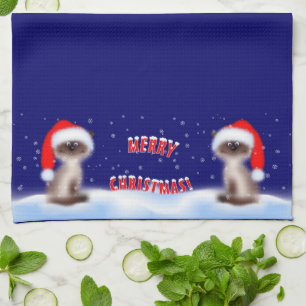 Cat in Santa Hat Kitchen Towel