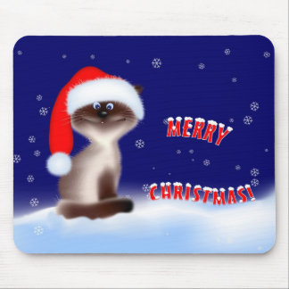 Cat in Santa Hat Mouse Pad