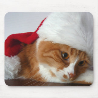 Cat in Santa Hat Mousepad