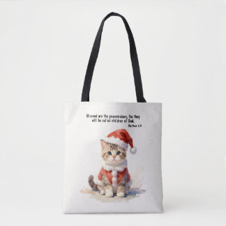 Cat in Santa Outfit Christmas Tote Bag