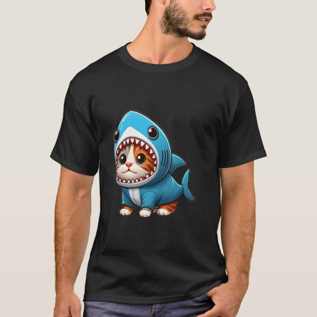 Cat in Shark Costume 1 T-Shirt (Front)