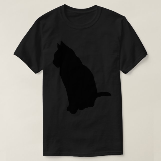 Cat In Sitting Position Silhouette Vector Cut Out T-Shirt (Design Front)