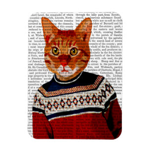 Cat in Ski Sweater 2 Magnet