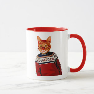 Cat in Ski Sweater 2 Mug